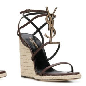 Saint Laurent Cassandra wedge sandals sz 36
